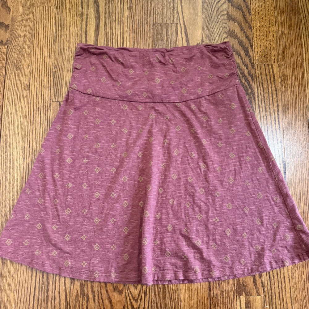 Toad & Co Burgundy Mid Length Side Ruching Skirt Lightweight Size Small